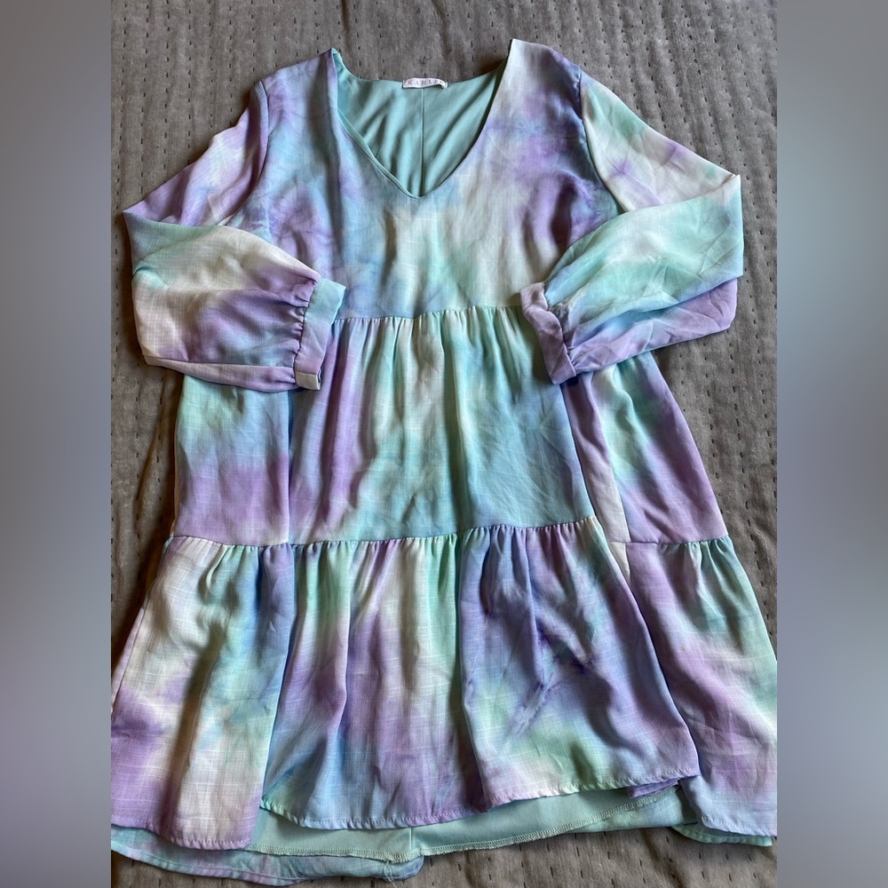 Karlie Pastel Tie-Dye Long Sleeve Dress